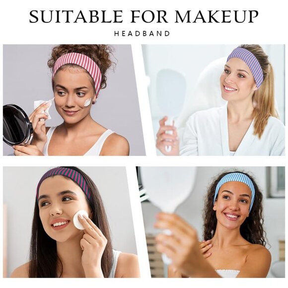 4pcs Women’s Wide Striped Headbands Elastic Non Slip Hair Accessories - Picture 5 of 7